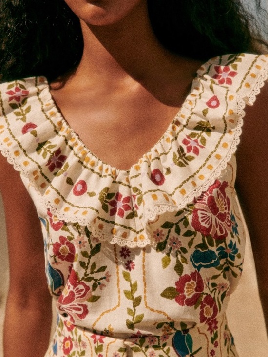Sezane Tops - Sézane X FARM RIO Gold Blouse in Jardim Romatico FR 34 / US 2